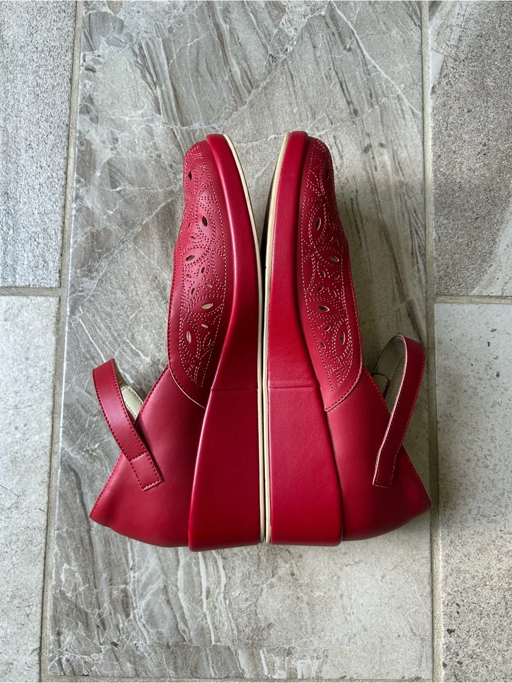 Alegria Hayes Ruby Breeze Leather Wedge Heel Mary Jane Shoes, Size 43